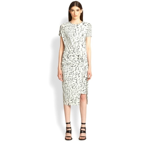 HELMUT LANG Deep Twist Strata Print Jersey Dress - Picture 1 of 11